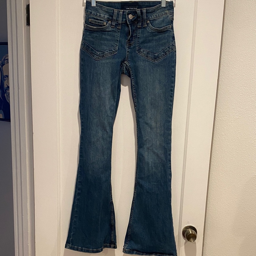 Aeropostale Lowrise Stretch Flare Women’s Dark Blue Jeans Size 0 Regular